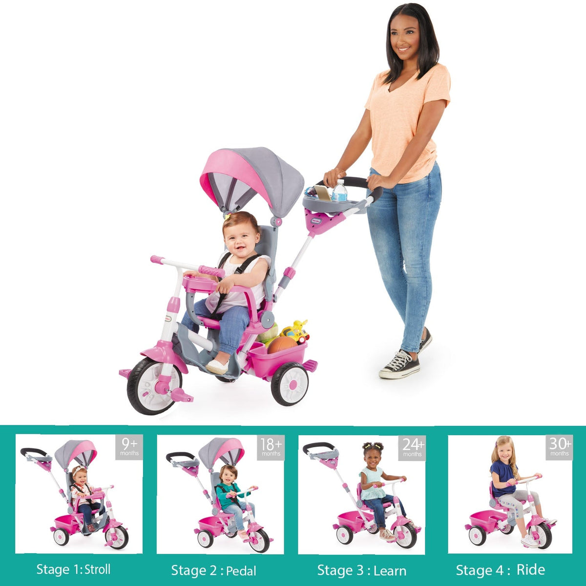 Playful Perfect Fit 4-in-1-Trike - Pink