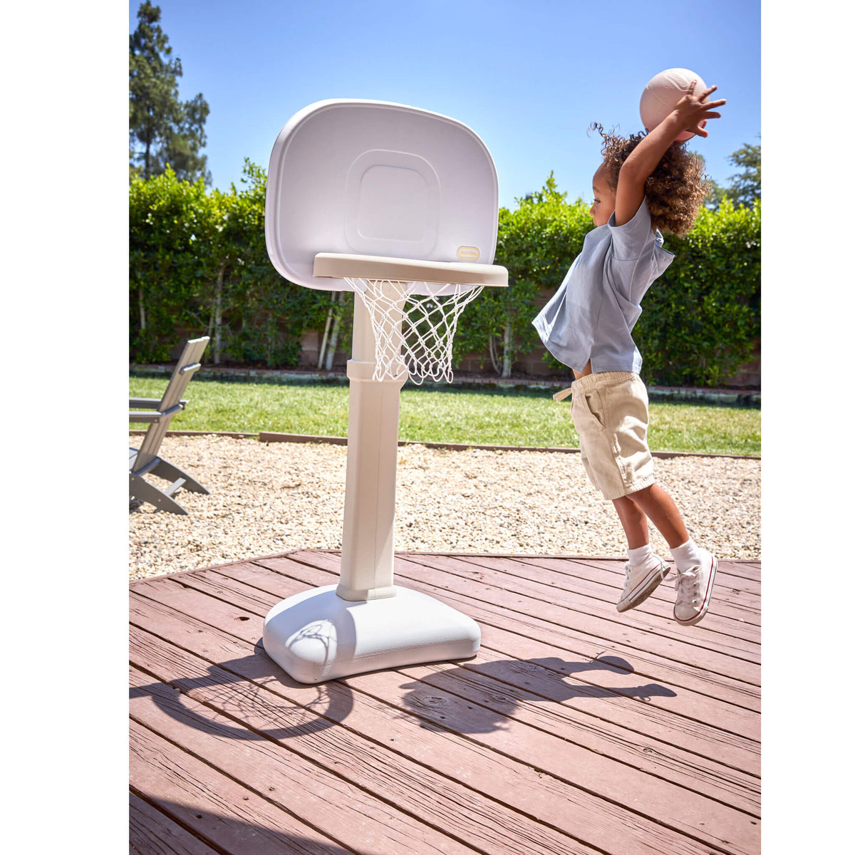 Playful Cloud Collection TotSports Easy Score Basketball Set with 3 Basketballs White