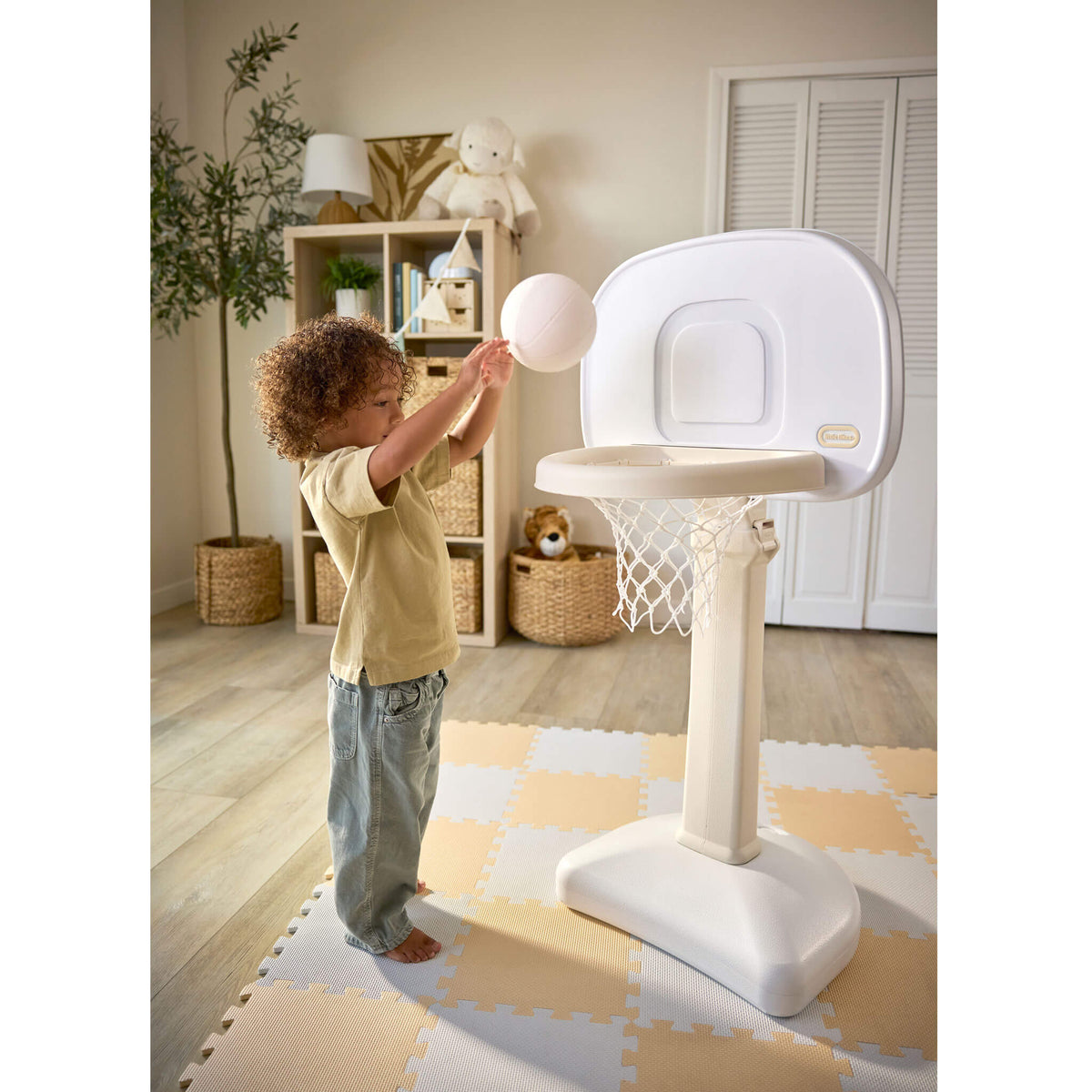 Playful Cloud Collection TotSports Easy Score Basketball Set with 3 Basketballs White