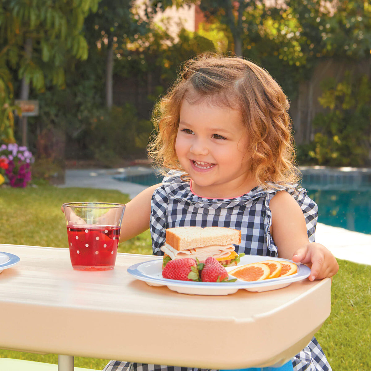 Playful Easy Store Jr. Play Table with Umbrella - BlueGreen