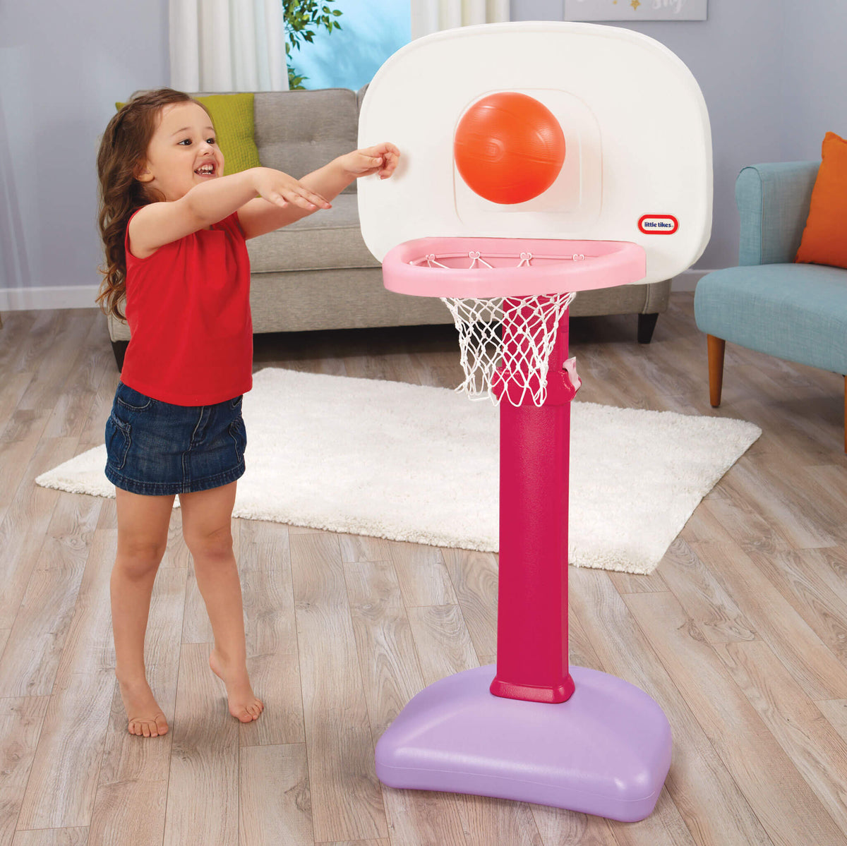 Playful TotSports Easy Score Pink Basketball Set with 3 Basketballs