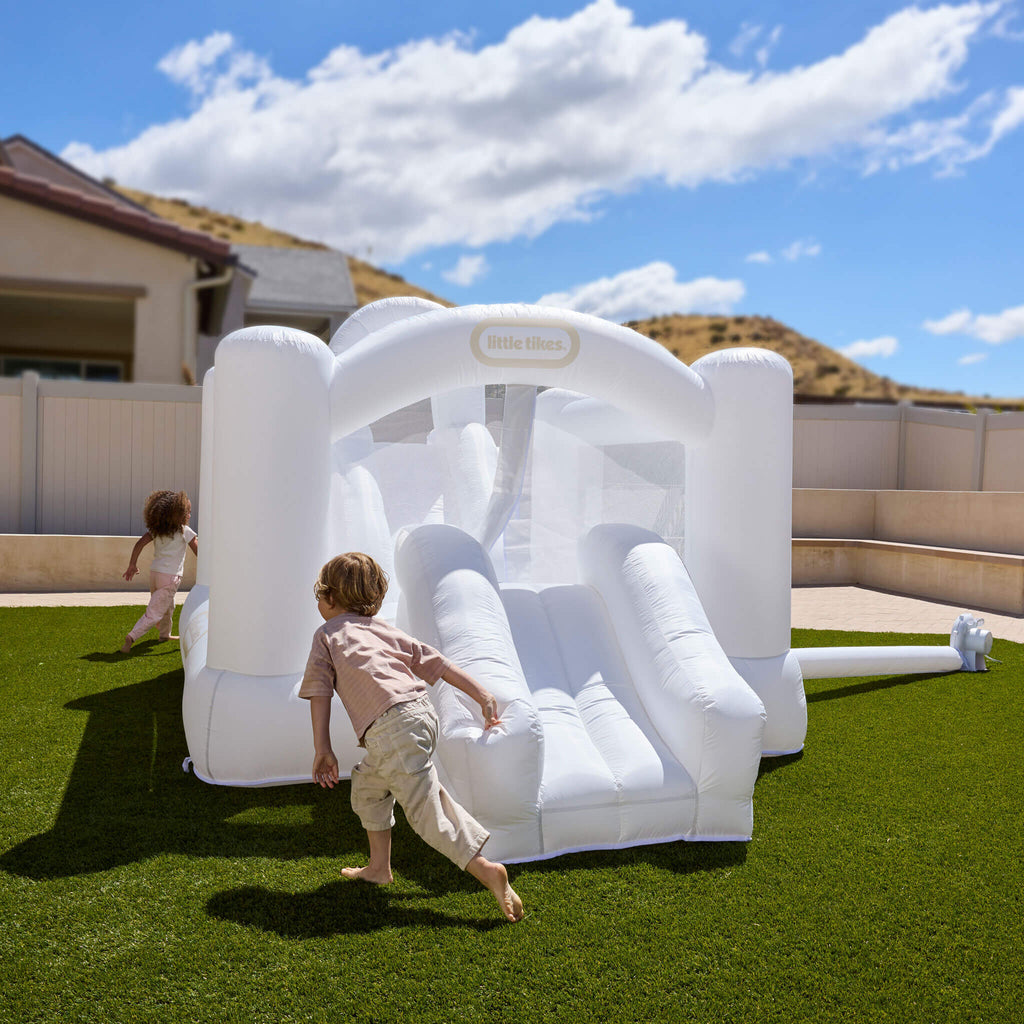 Playful Cloud Collection Jump n Double Slide Bouncer White