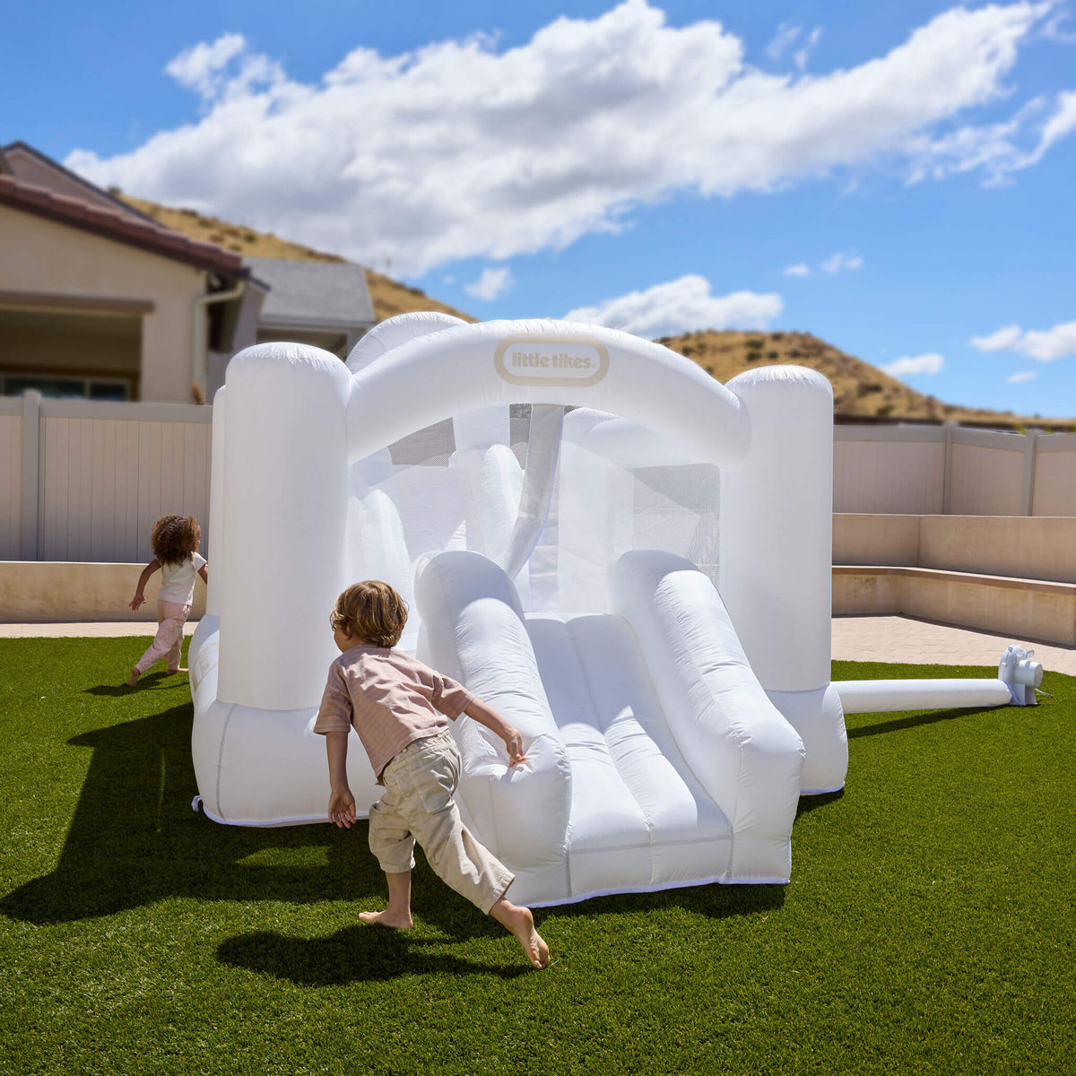 Playful Cloud Collection Jump n Double Slide Bouncer White