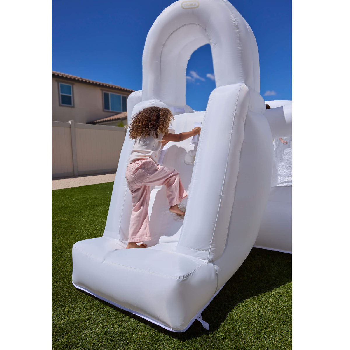 Playful Cloud Collection Jump n Double Slide Bouncer White
