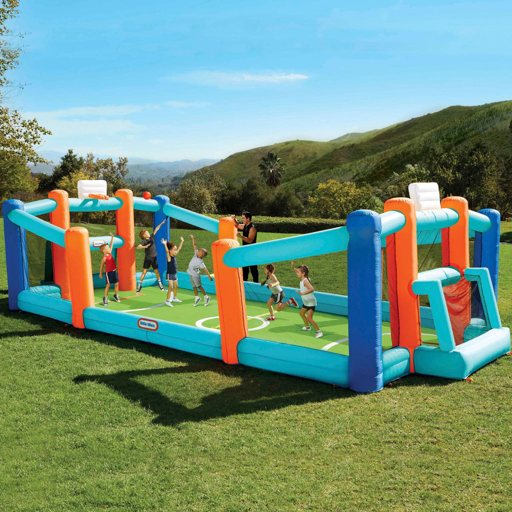 Playful Huge Backyard Soccer & Basketball Court