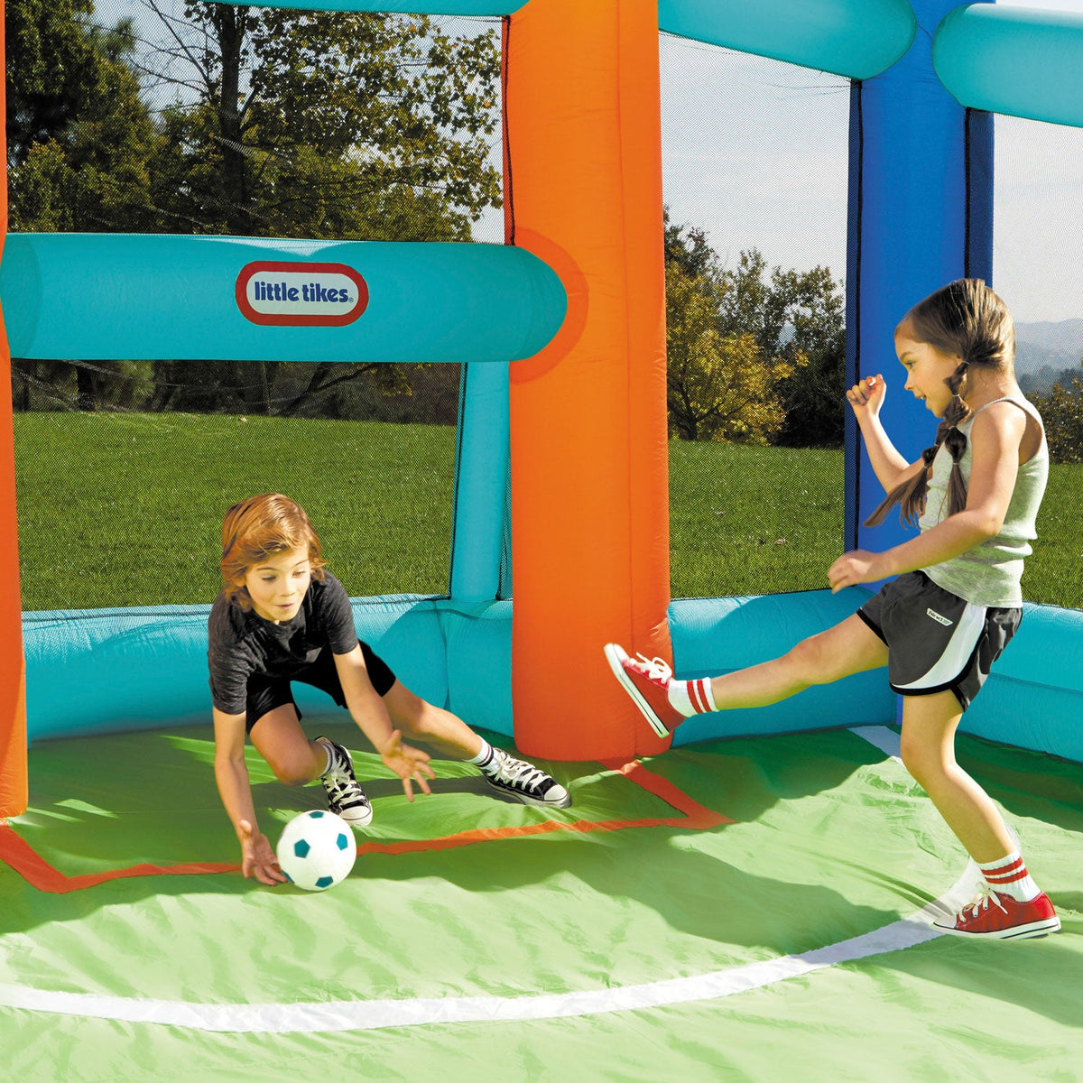 Playful Huge Backyard Soccer & Basketball Court